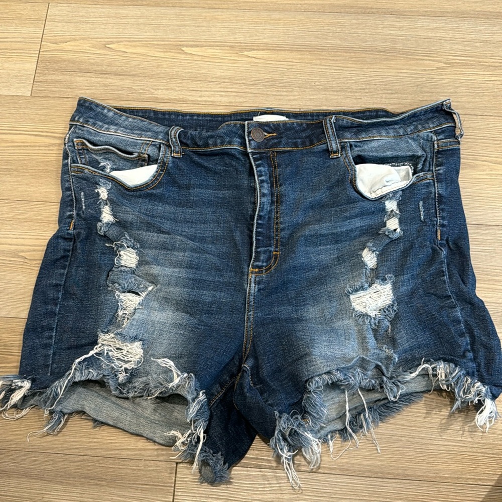 Cello Dark Wash Ripped Shorts